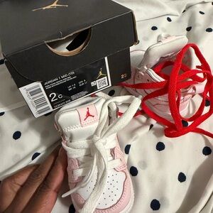 Jordan Kids' Pink and White Sneakers